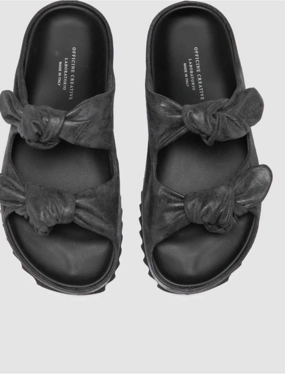 Officine Creative Brown Double Knot Leather Slide Sandals
